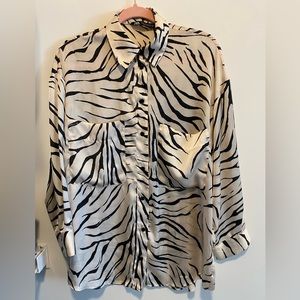 Zara Zebra Satin Finish Blouse